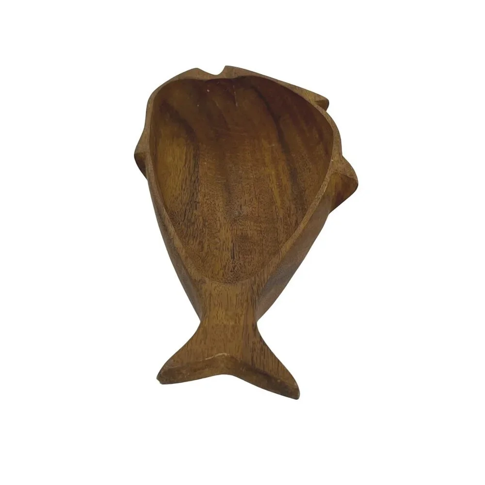 Handcrafted Wooden Fish-Shaped Serving Tray Decorative Platter